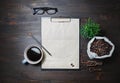 Stationery with coffee Royalty Free Stock Photo