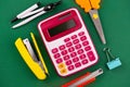 Stationery of education for mathematics class in school. Mathematics equipment and mathematics tools for basic math with