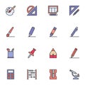 Stationery filled outline icons set Royalty Free Stock Photo