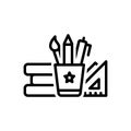 Black line icon for Stationery, equipment and pencil Royalty Free Stock Photo