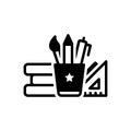 Black solid icon for Stationery, equipment and pencil Royalty Free Stock Photo