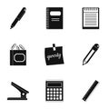 Stationery icon set, simple style Royalty Free Stock Photo