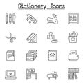 Stationery icon set in thin line style Royalty Free Stock Photo