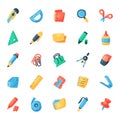 Stationery icons office supply vectorschool tools and accessories set education assortment pencil marker pen isolated on Royalty Free Stock Photo