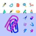 Stationery icons office supply vectorschool tools and accessories set education assortment pencil marker pen isolated on Royalty Free Stock Photo