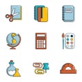 Stationery icons set, flat style Royalty Free Stock Photo