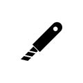 Stationery knife icon. Paper stationery knife flat style. Penknife Icon Apps. Stainless steel icon design element. Knife