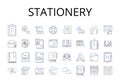 Stationery line icons collection. Paper goods, Writing tools, Office supplies, Pen set, Desk accessories, Correspondence Royalty Free Stock Photo