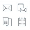 Stationery line icons. linear set. quality vector line set such as notepad, brochure, envelope Royalty Free Stock Photo