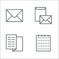 Stationery line icons. linear set. quality vector line set such as notepad, brochure, envelope