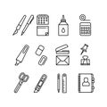 Stationery and office equipment thin line vector icons Royalty Free Stock Photo
