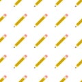Stationery pencil seamless pattern. Cute Back to School wallpaper. Yellow graphite pencils vector repeat background Royalty Free Stock Photo