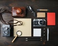 Stationery and retro camera Royalty Free Stock Photo