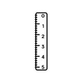 Stationery ruler, isolated illustration in flat style with black outline