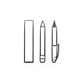 Stationery ruler and pencil hand drawn sketch icon