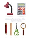 Stationery for school and office. Vector icons set Royalty Free Stock Photo