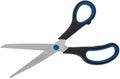 Stationery scissors with plastic handle, on white background in insulation Royalty Free Stock Photo