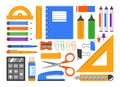 Stationery set  isolated. Collection of school supplies Royalty Free Stock Photo