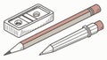 Stationery Set: Pencil, Sharpener, Eraser & Pen, Work Tools, vector design Generative AI Royalty Free Stock Photo