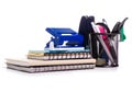 Stationery set in stand notebook diary Royalty Free Stock Photo