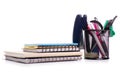 Stationery set in stand notebook diary Royalty Free Stock Photo
