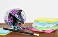 Stationery, sheets of colored paper and a simple pencil Royalty Free Stock Photo