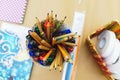 Stationery in a special glass prepared for drawing and classes in the drawing lesson.