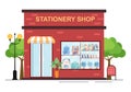 Stationery Store Building Illustration for Buying School Supplies Like a Book, Backpack, Notebook, Ruler, Pencil or Scissors