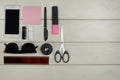 Stationery, sunglasses, telephone, flash memory card, film