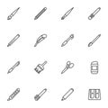 Stationery supplies line icons set Royalty Free Stock Photo