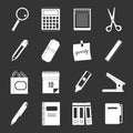 Stationery symbols icons set grey vector