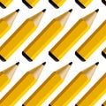 Stationery, wooden yellow pencils on a white background