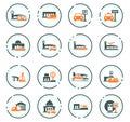 Stations of public transport icons set Royalty Free Stock Photo