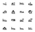 Stations of public transport icons set Royalty Free Stock Photo