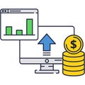 Statistic in chart and graph vector flat icon Royalty Free Stock Photo