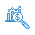 Statistic icon in blue style about marketing and growth for any projects Royalty Free Stock Photo