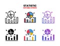 Statistic icon set with different styles.