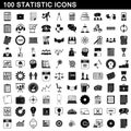 100 statistic icons set, simple style Royalty Free Stock Photo