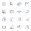 Statistical analysis line icons collection. Probability, Regression, Variance, Correlation, Normality, Skewness