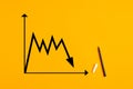 Statistical financial graph predicting an economic financial decline or crisis