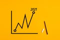 Statistical financial graph predicting an economic growth in 2021