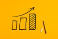 Statistical hand drawn financial graph predicting an economic financial growth or improvement