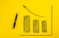 Statistical hand drawn financial graph predicting an economic financial growth or improvement