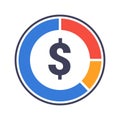 Statistical pie chart piechart and dollar sign flat vector icon for apps and websites. EPS 10 Royalty Free Stock Photo