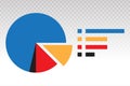 Statistical pie chart / piechart vector flat icon on a transparent background