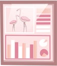 Statistical poster about population of flamingo in nature. Researching statistics about pink birds