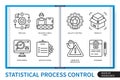 Statistical process control SPC infographics linear icons collection