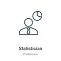 Statistician outline vector icon. Thin line black statistician icon, flat vector simple element illustration from editable
