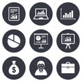 Statistics, accounting icons. Charts signs