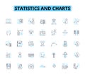 Statistics and charts linear icons set. Data, Graphs, Trends, Variance, Correlation, Standard deviation, Scatterplot